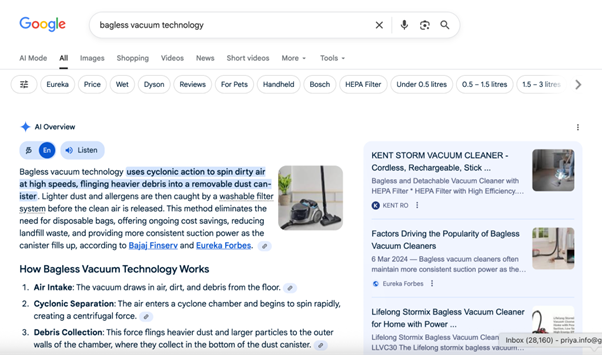 bagless vacuum technology